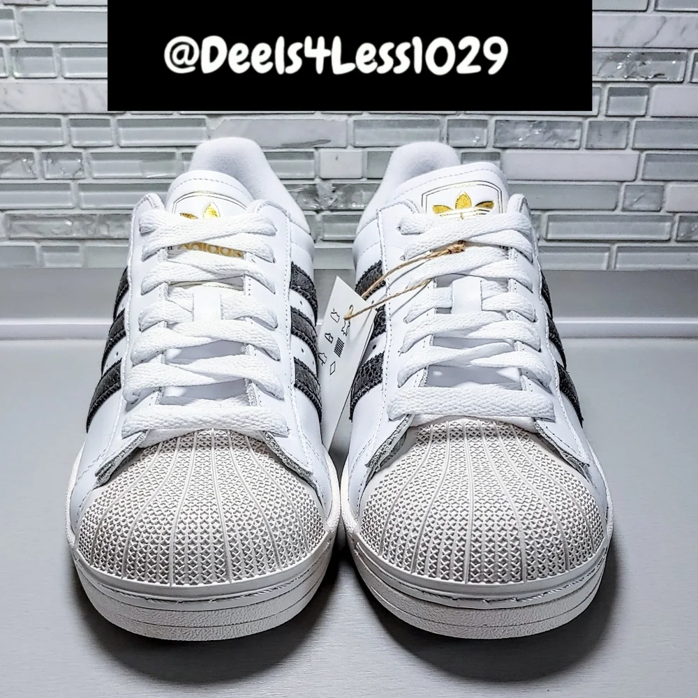 Adidas Originals Superstar 2 Snakeskin Stripes Womens Size 9.5 White Black